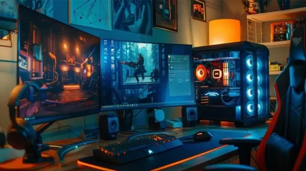Side view of RGB gaming PC case with LED fans - JNXPC UK
